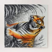 Tiger Art Farbe teilweise Schwarz-weiß Zeichnend Puzzle (Horizontal)