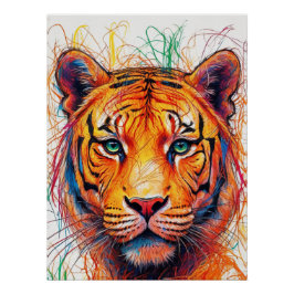 Tiger Art Print, Abstrakt Tiger Poster
