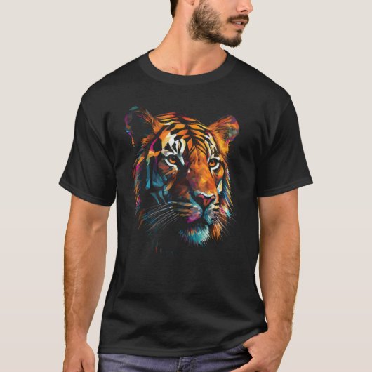 Tiger Artwork farbenfroh Polygon Zoo Tiger T-Shirt (Vorderseite)