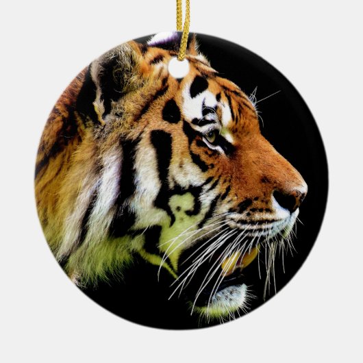 Tiger - Artwork für wild lebende Tiere Keramik Ornament (Vorne)