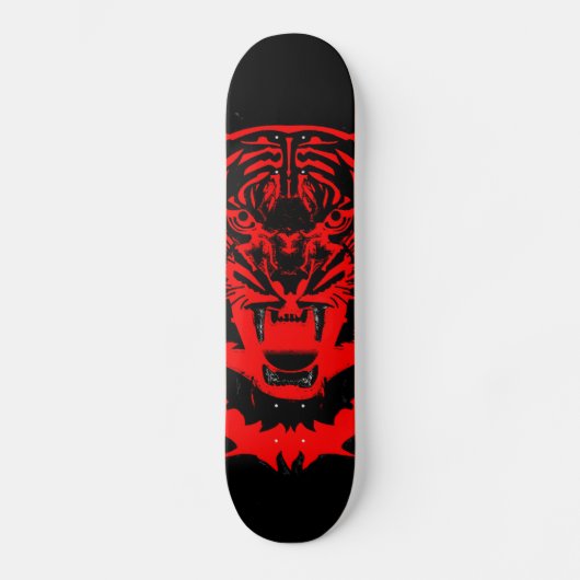 Tiger-Artwork in Schwarz und Rot Skateboard (Vorderseite)