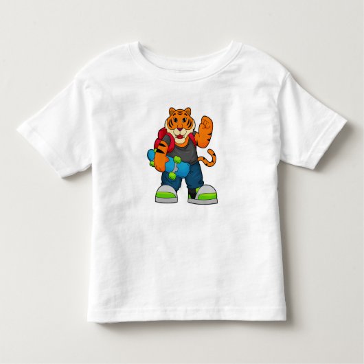 Tiger as Skater with Skateboard Kleinkind T-shirt (Vorderseite)