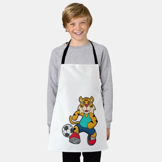 Tiger as Soccer player with Soccer ball Schürze (Getragen)