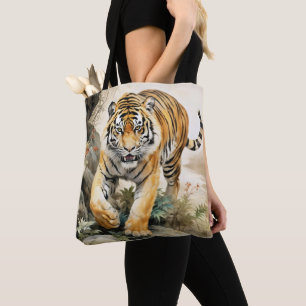 Tiger Asian Traditional Painting Tasche