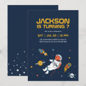 Tiger Astronaut Weltraumgalaxie Kindergeburtstag Einladung (Vorne/Hinten)