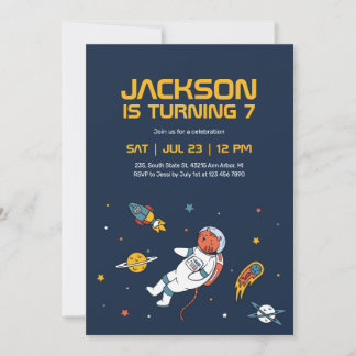 Tiger Astronaut Weltraumgalaxie Kindergeburtstag Einladung