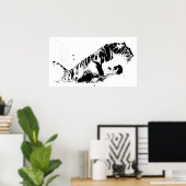 Tiger Attack Poster Print - Tiger Silhouette (Heimbüro)