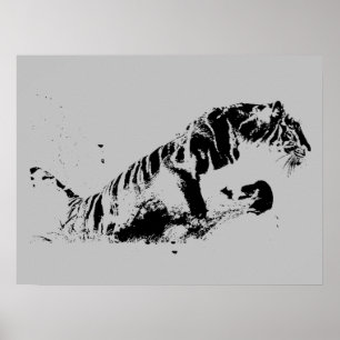 Tiger Attacke Pop Art Poster