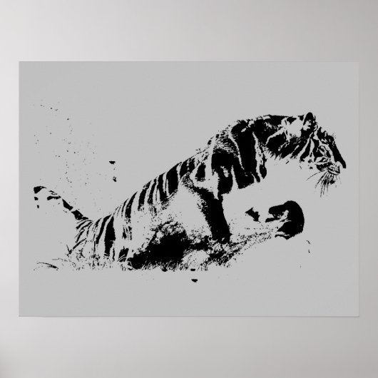 Tiger Attacke Pop Art Poster (Vorne)