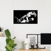 Tiger Attacken Poster Print - Tiger Black & White (Heimbüro)