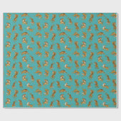 Tiger auf Aquamarinem Muster Geschenkpapier (Flach)