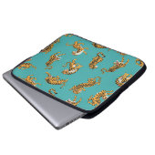 Tiger auf Aquamarinem Muster Laptopschutzhülle (Vorne Knopf)