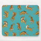 Tiger auf Aquamarinem Muster Mousepad (Vorne)
