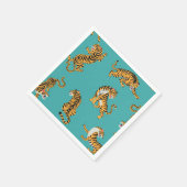 Tiger auf Aquamarinem Muster Serviette (Ecke)