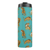 Tiger auf Aquamarinem Muster Thermosbecher (Vorderseite)
