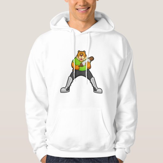 Tiger auf Cricket mit Cricket-Schläger Hoodie (Vorderseite)
