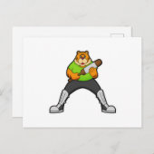 Tiger auf Cricket mit Cricket-Schläger Postkarte (Vorne/Hinten)