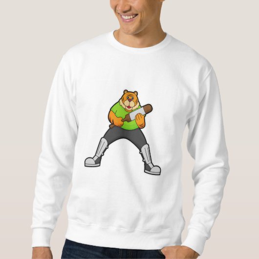 Tiger auf Cricket mit Cricket-Schläger Sweatshirt (Vorderseite)