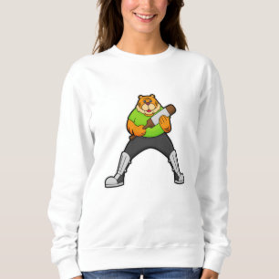Tiger auf Cricket mit Cricket-Schläger Sweatshirt
