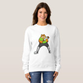 Tiger auf Cricket mit Cricket-Schläger Sweatshirt (Vorne ganz)