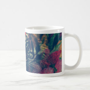Tiger auf dem Blumenfeld Kaffeetasse