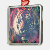 Tiger auf dem Blumenfeld Ornament Aus Metall (Links)