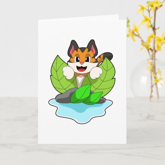 Tiger auf der Jagd Karte (Gelbe Blume)