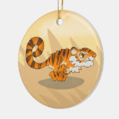 Tiger auf der Jagd Keramik Ornament (Links)