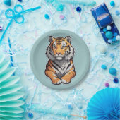 Tiger auf einem Sky Blue Background Pappteller (Party)