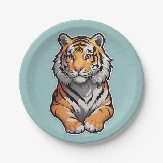 Tiger auf einem Sky Blue Background Pappteller (Vorderseite)