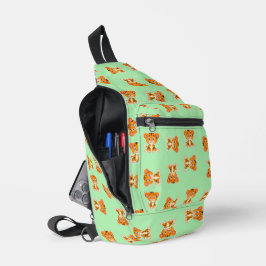Tiger auf grünem Muster Crossbody Bag