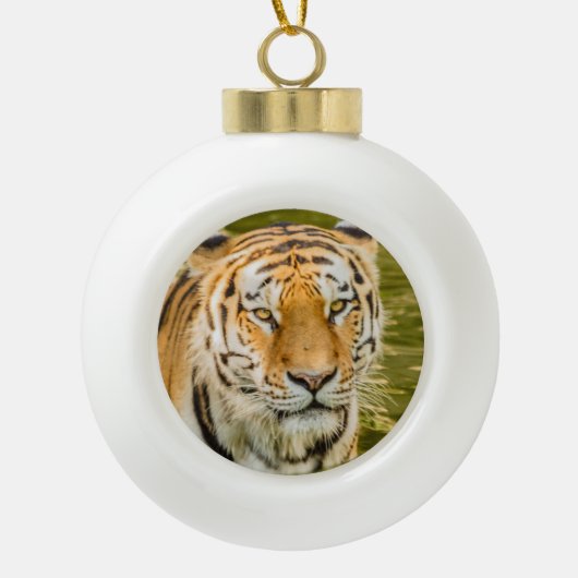 Tiger auf Keramik Ball Ornament (Vorderseite)