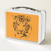 Tiger auf Orange Metall Brotdose (Rückseite)