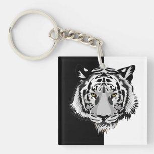 Tiger auf schwarz und weiß schlüsselanhänger