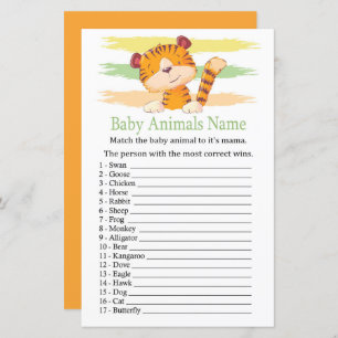 Tiger Baby Animals Name Game