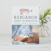 Tiger Baby Boy Blue Birth Announcement Card Einladung (Stehend Vorderseite)