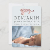 Tiger Baby Boy Blue Birth Announcement Card Einladung (Vorderseite)