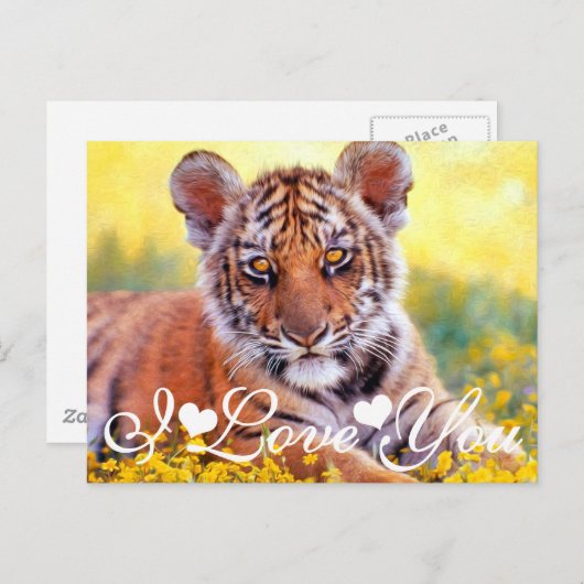 Tiger Baby Cub I Liebe You Postkarte (Vorne/Hinten)