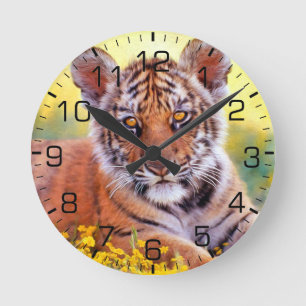 Tiger Baby Cub Runde Wanduhr