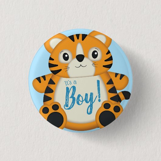 Tiger Baby Dusche Blue Button (Vorderseite)