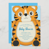 Tiger Baby Dusche Blue Einladung (Vorne/Hinten)