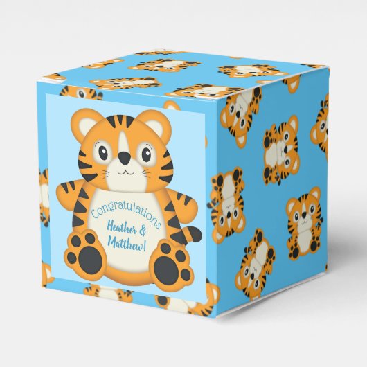 Tiger Baby Dusche Blue Geschenkschachtel (Vorderseite)