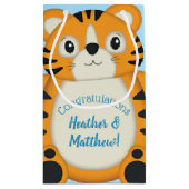Tiger Baby Dusche Blue Kleine Geschenktüte (Rückseite)