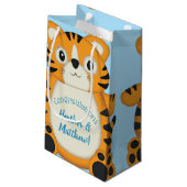 Tiger Baby Dusche Blue Kleine Geschenktüte (Rückseite Schrägansicht)