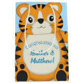 Tiger Baby Dusche Blue Mittlere Geschenktüte (Vorderseite)