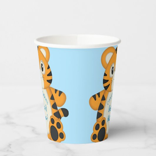 Tiger Baby Dusche Blue Pappbecher (Links)