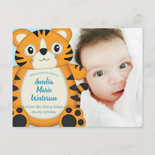 Tiger Baby Dusche Blue Postkarte (Vorderseite)