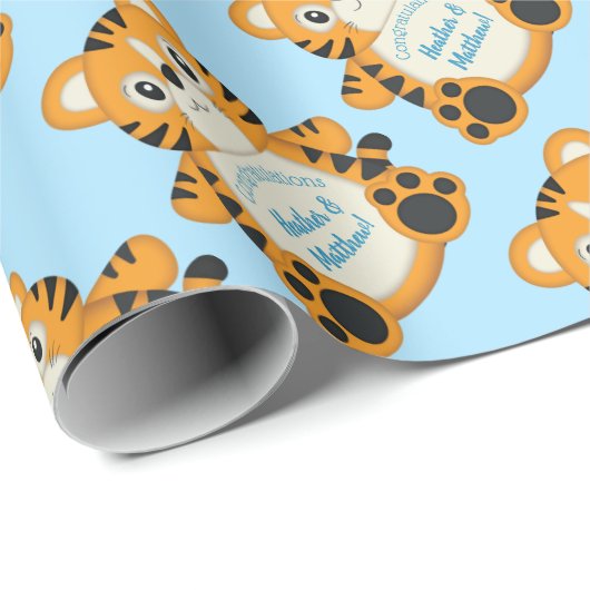 Tiger Baby Dusche Geschenkpapier (Rolleneckpunkt)