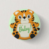 Tiger Baby Dusche Grün Button (Vorderseite)