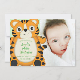 Tiger Baby Dusche Grün Einladung